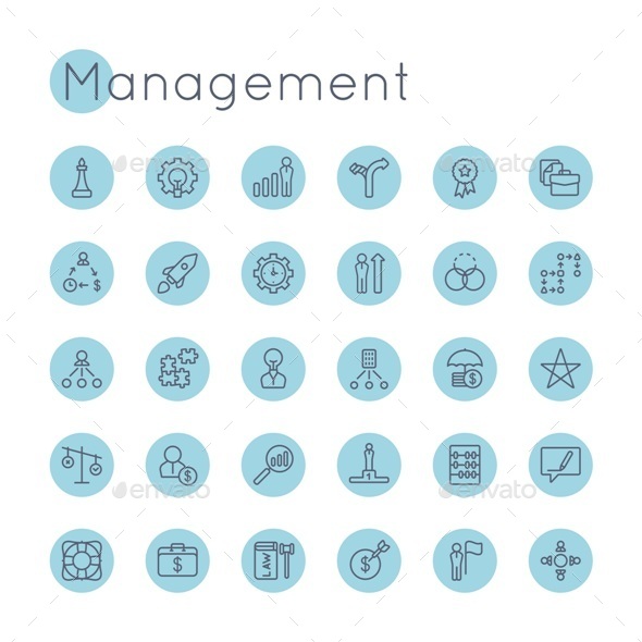 Vector Round Management Icons - Business Icons
