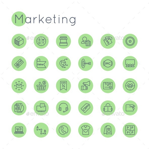 Vector Round Marketing Icons - Business Icons