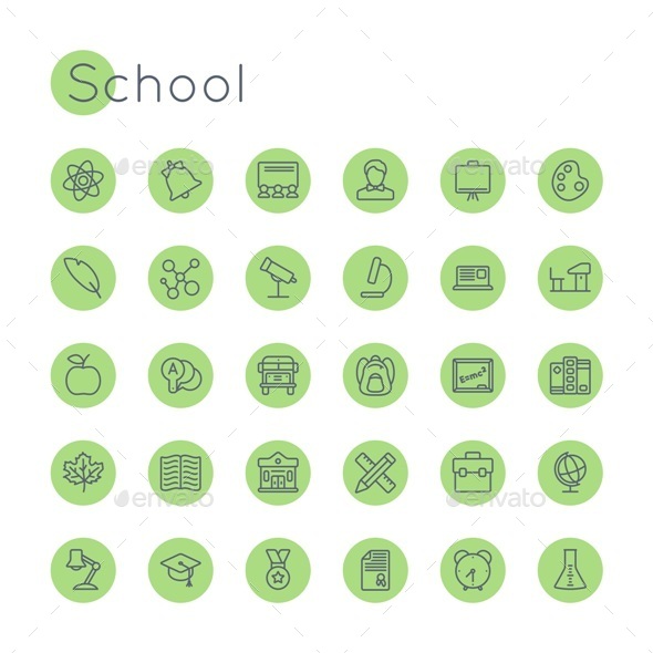 Vector Round School Icons - Miscellaneous Icons