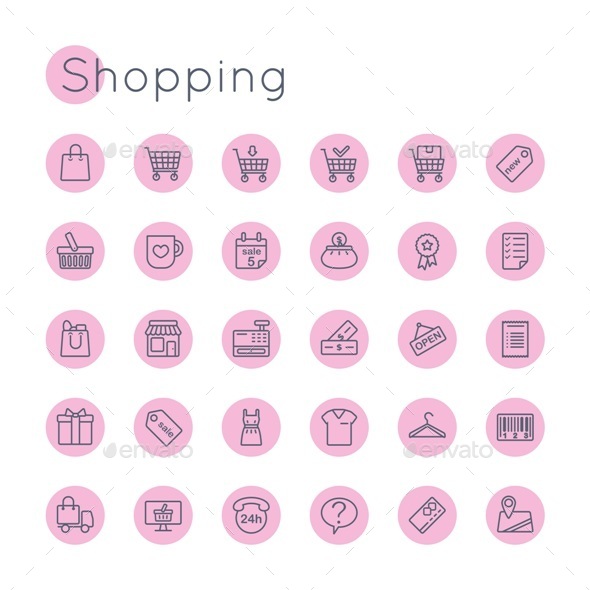 Vector Round Shopping Icons - Business Icons