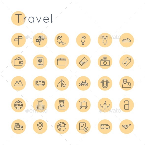 Vector Round Travel Icons - Miscellaneous Icons
