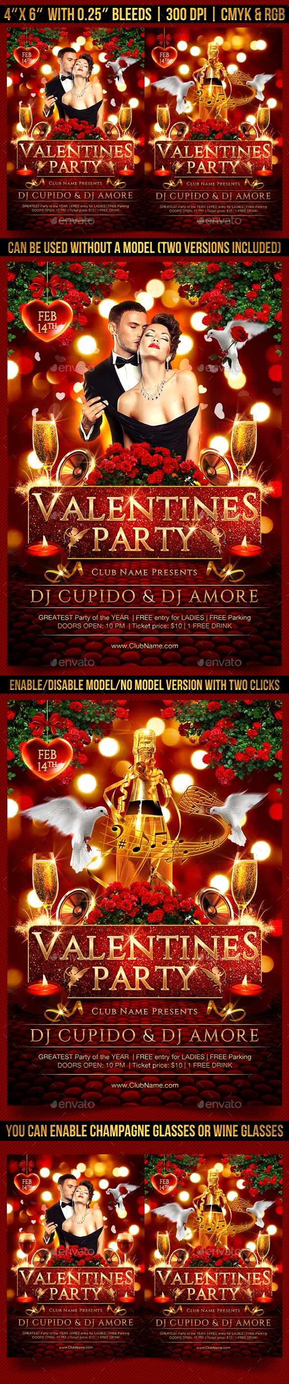 Valentines Party Flyer Template