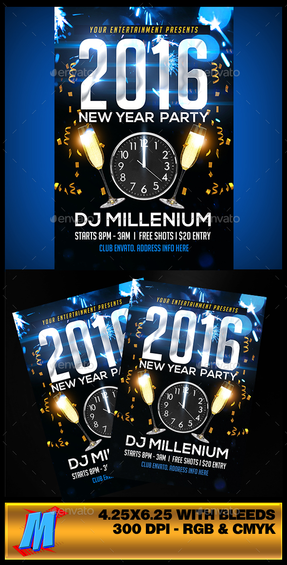 New Year Party Flyer Template - Clubs & Parties Events