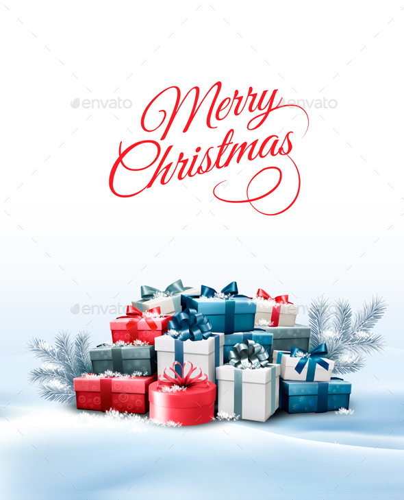 Holiday Christmas Background With Presents - Christmas Seasons/Holidays