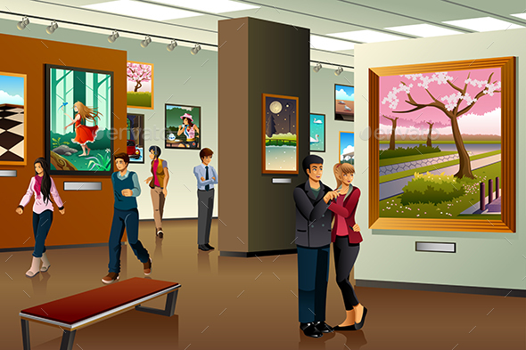 People Visiting an Art Gallery - People Characters