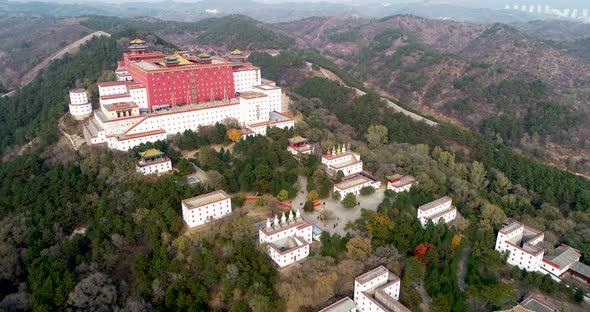 Aerial View of The Putuo Zongcheng Buddhist Temple, Chengde, China alt
