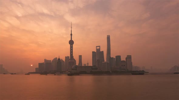 Sunrise over the city as seen from the Bund