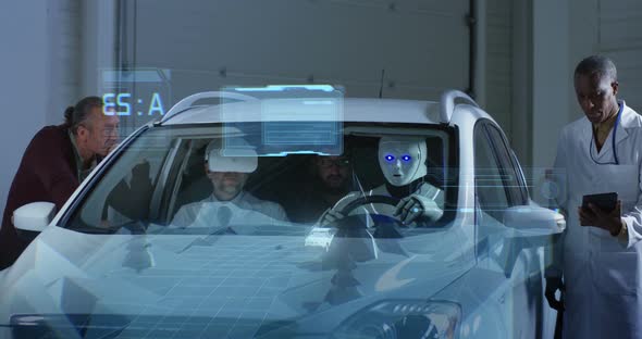 Scientists Testing a Car Driving Robot, Stock Footage | VideoHive