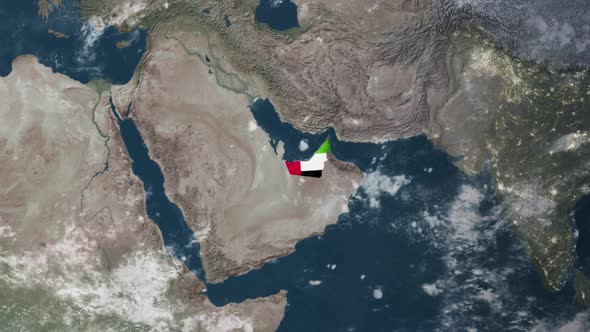 4K Globe Map of UAE with a flag (Highlighted) alt