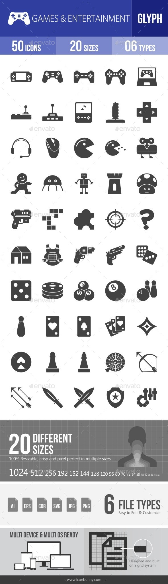 Games & Entertainment Glyph Icons - Icons