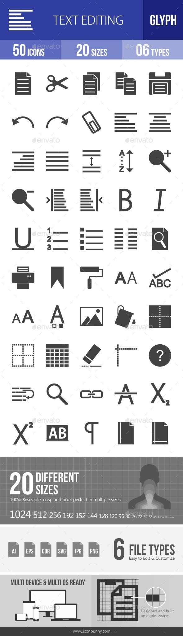 Text Editing Glyph Icons - Icons