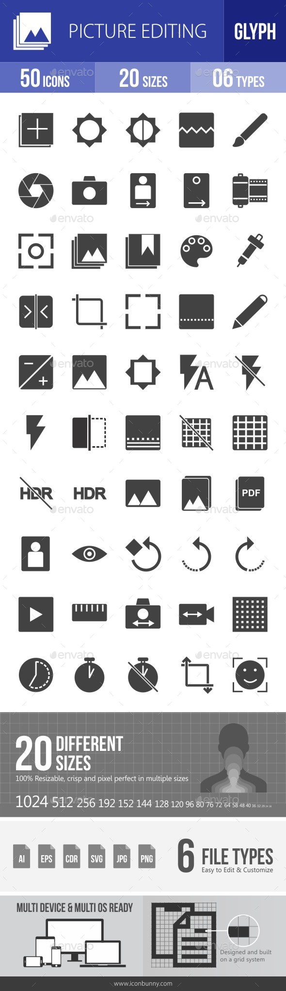 Picture Editing Glyph Icons - Icons