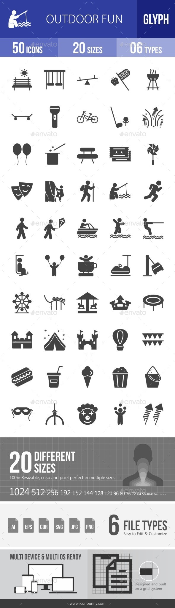 Outdoor Fun Glyph Icons - Icons