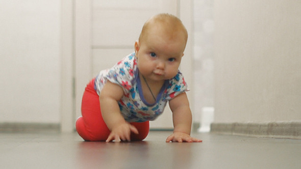 Baby Girl Crawling