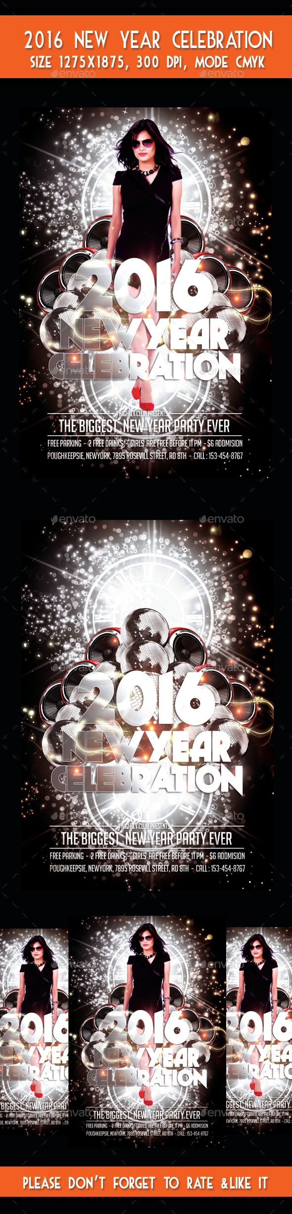 New Year 2016 Celebration Party Flyer - Flyers Print Templates