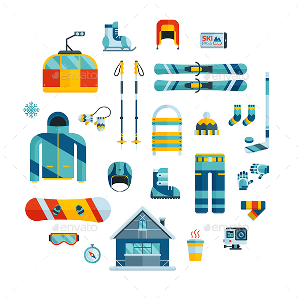 Winter Sports Kit. Winter Activity Flat Icons - Sports/Activity Conceptual