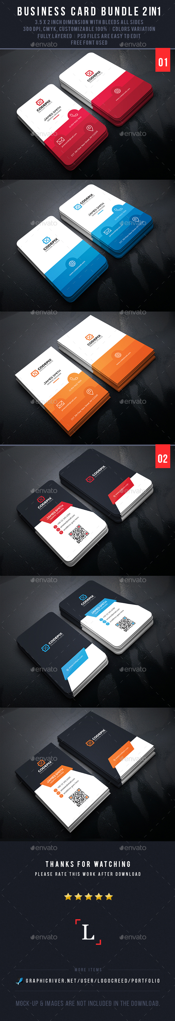 Colors Business Card Bundle - Business Cards Print Templates