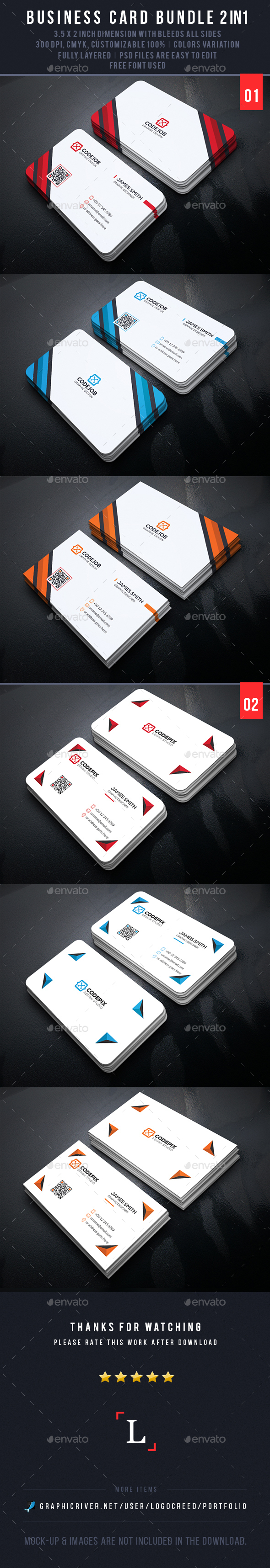 Corporate Business Card Bundle - Business Cards Print Templates