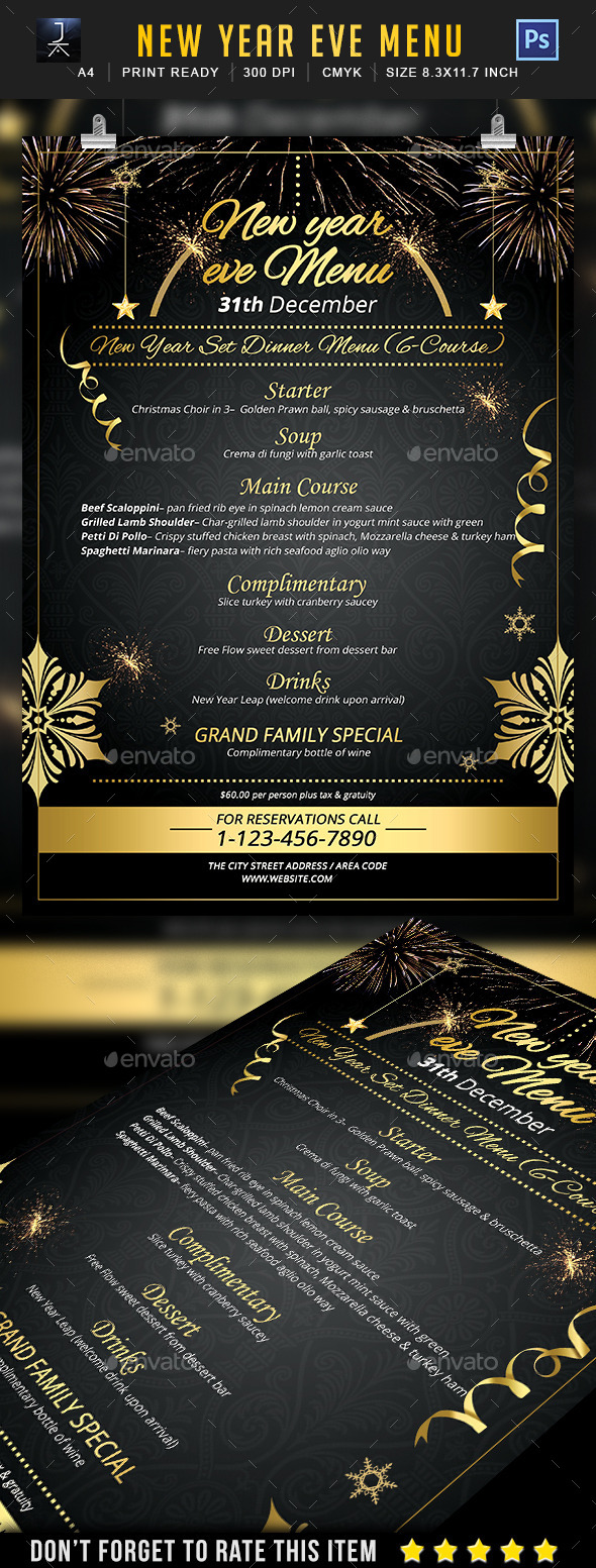 New Year Menu - Events Flyers