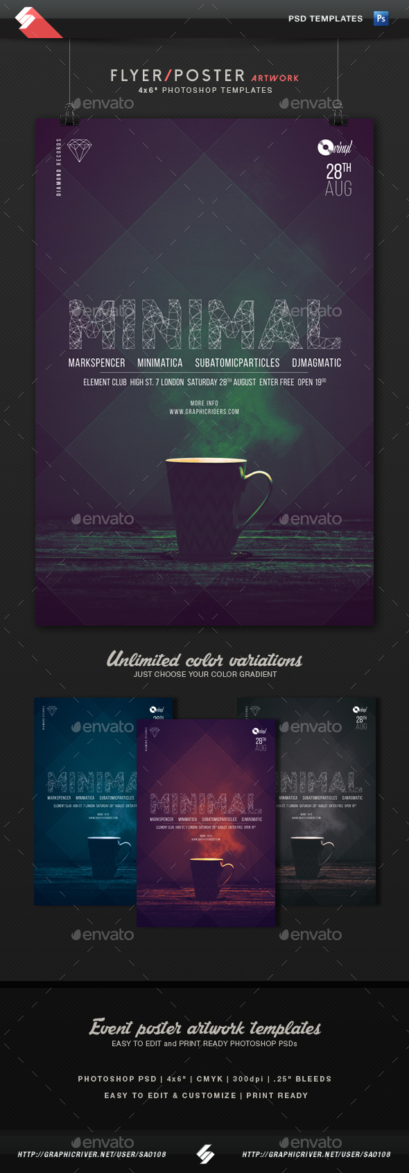 Minimal 2 - Party Flyer Artwork Template - Clubs & Parties Events