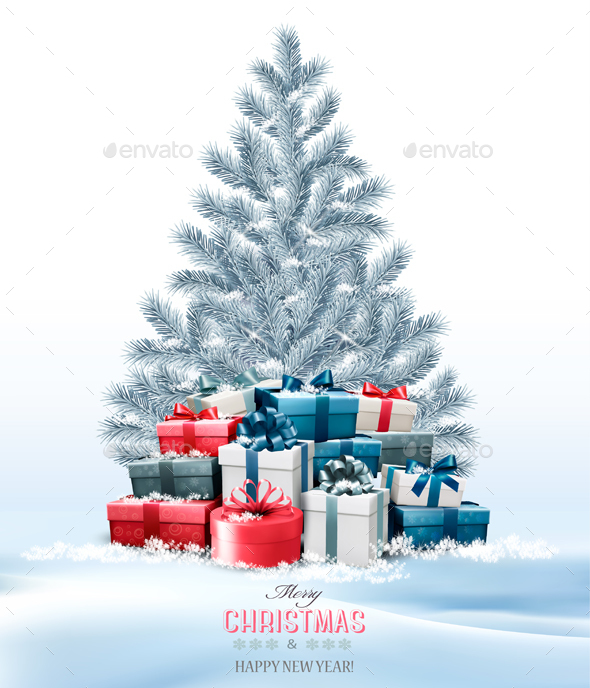 Holiday Christmas Background With Presents - Christmas Seasons/Holidays