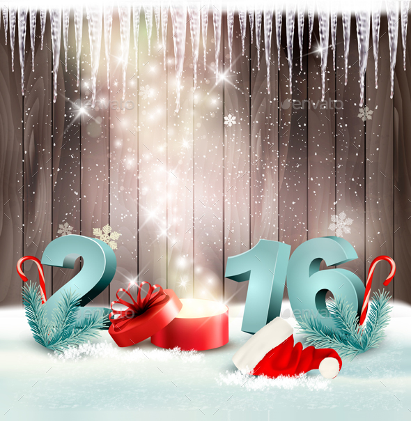 Holiday Background With A Gift Box And 2016 Vector - Christmas Seasons/Holidays