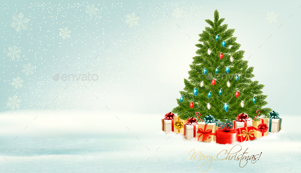 Holiday Christmas Background With Presents - Christmas Seasons/Holidays