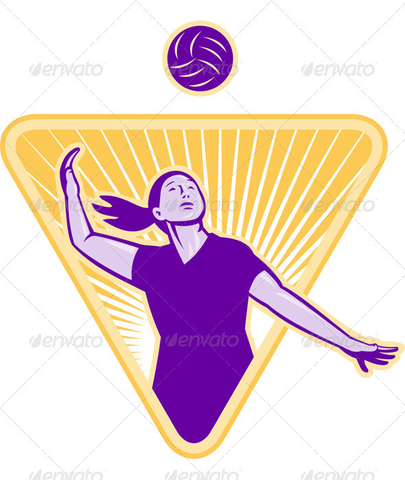 Volleyball Player Serve Ball Side Indoor