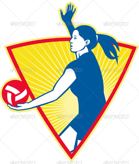 Volleyball Player Serve Ball Side Indoor