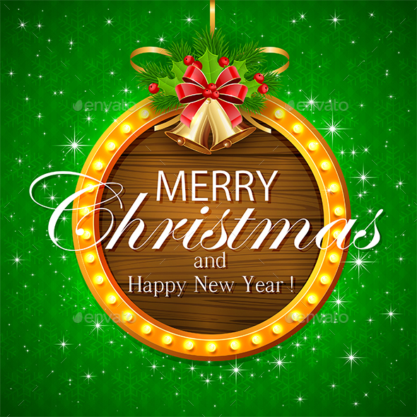 Round Christmas Decoration on Green Background - Christmas Seasons/Holidays