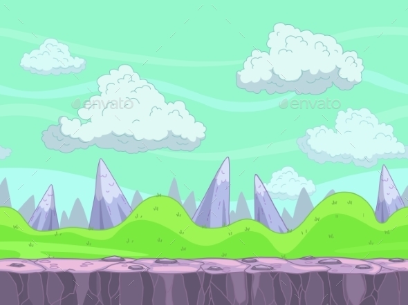 Seamless Cartoon Nature Landscape - Landscapes Nature