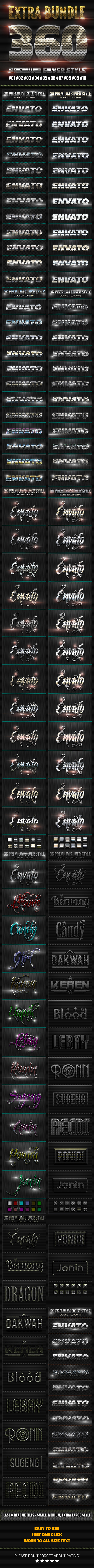 360 Metallic Silver Style Extra Bundle - Text Effects Styles