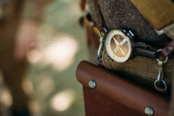 Soviet military compass on military uniform - Stock Photo - Images