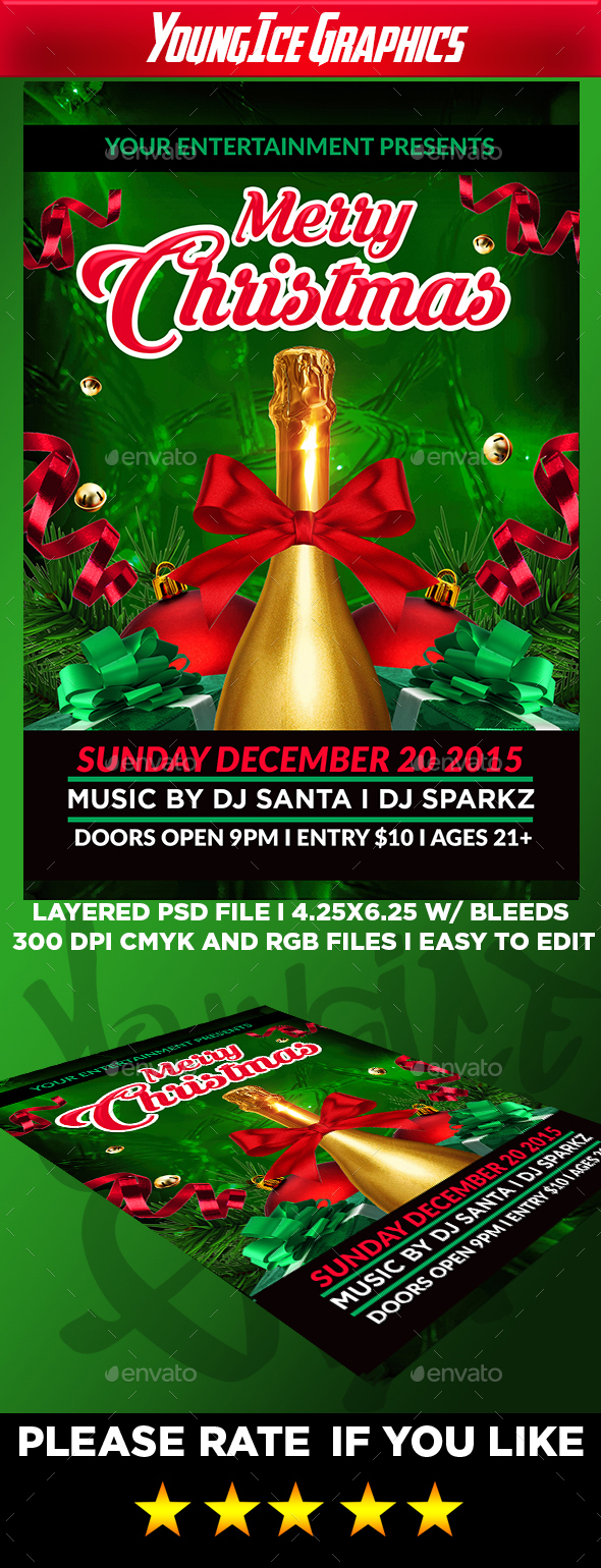 Merry Christmas Flyer Template - Clubs & Parties Events