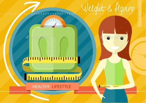 Woman Measuring Her Slim Body - Sports/Activity Conceptual
