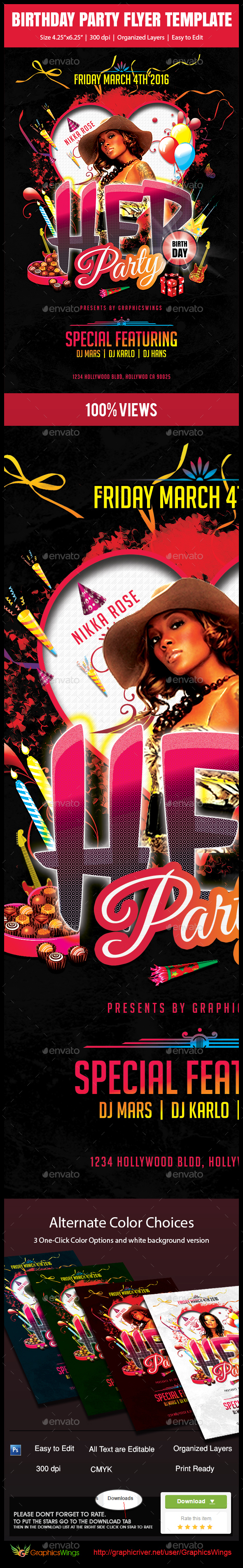 Birthday Party Flyer Template - Events Flyers