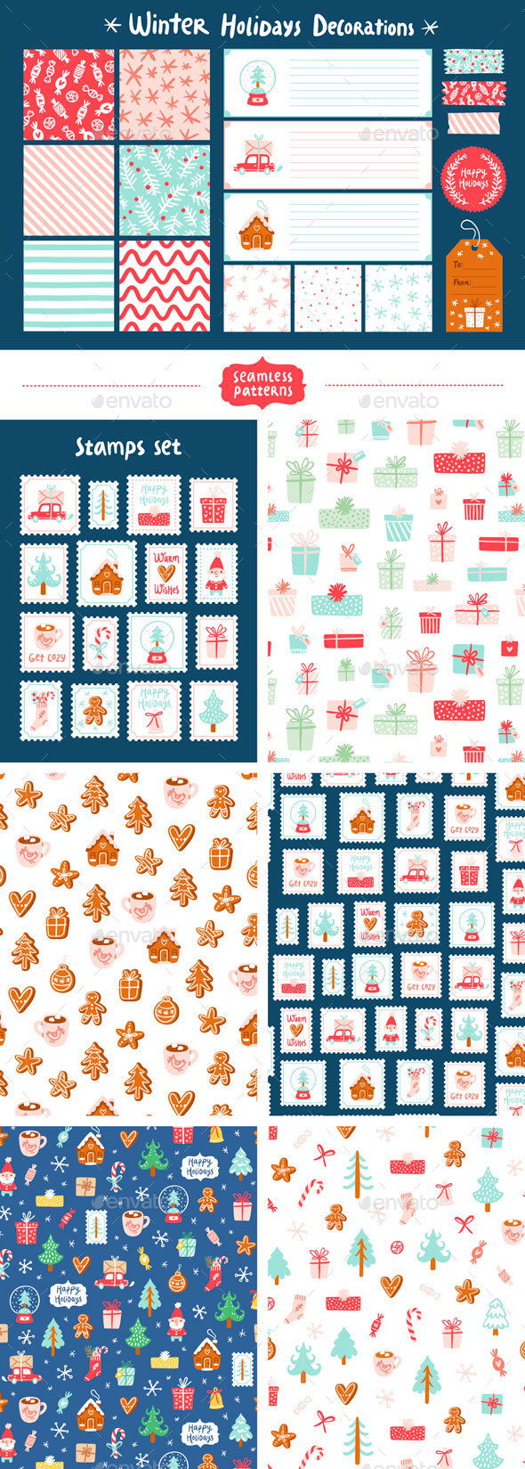 Winter holidays decorations set - Seasons/Holidays Conceptual