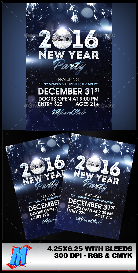 New Year Party Flyer Template - Clubs & Parties Events