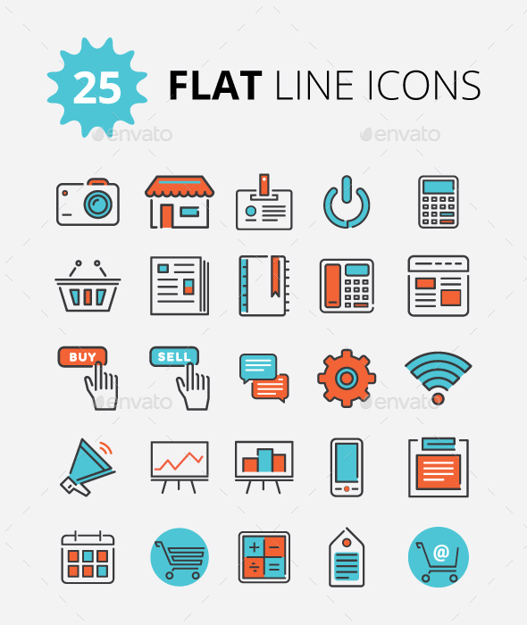 Modern Flat Line Icons - Icons