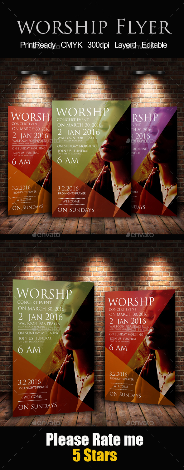 Worship to God Print Template - Church Flyers