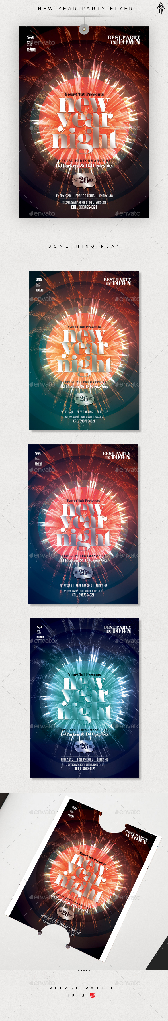 New Year Night Party Flyer - Holidays Events