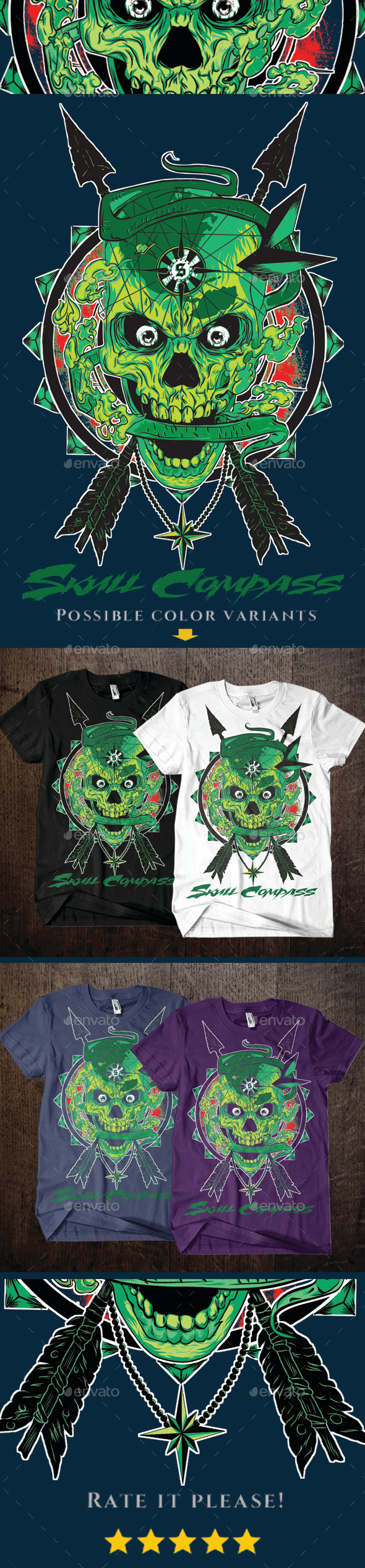 Skull Compass - Designs T-Shirts