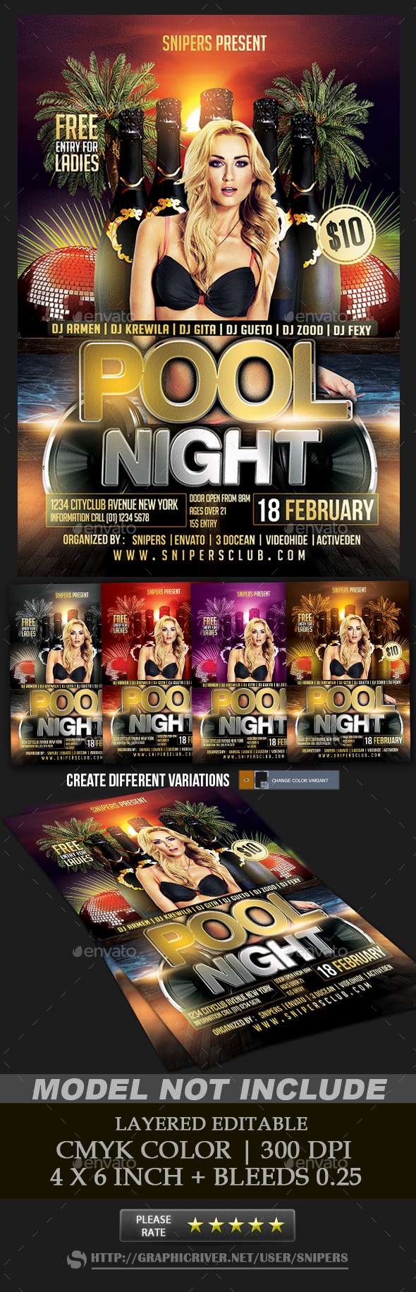 Pool Night Party - Events Flyers
