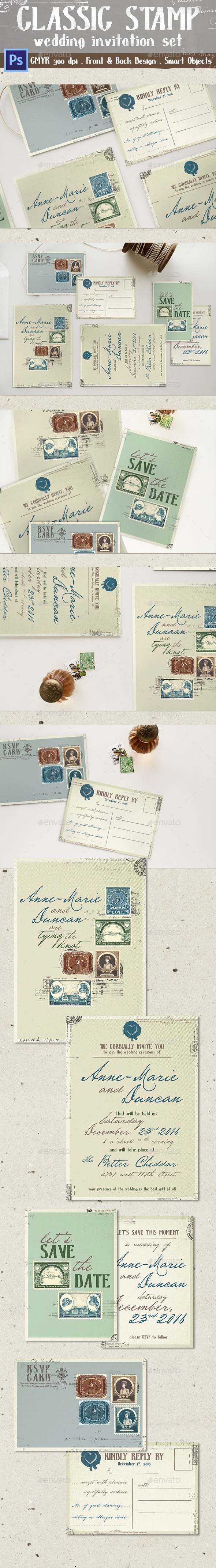 Classic Stamp Wedding Invitation