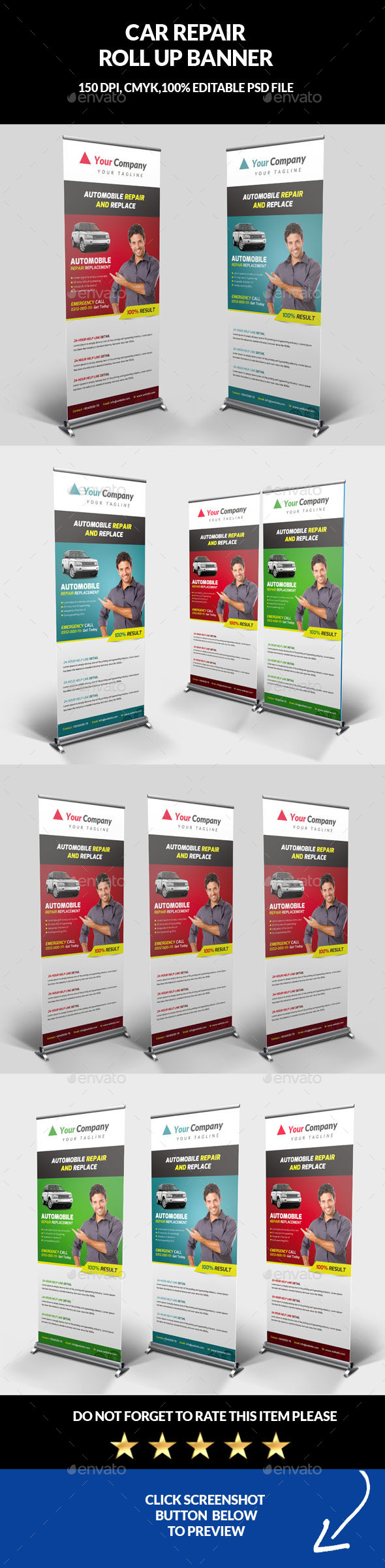 Car Repair Roll Up Banner - Signage Print Templates