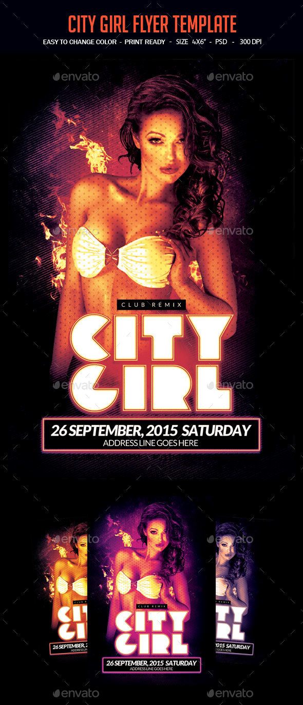 City Girl Flyer Template - Clubs & Parties Events