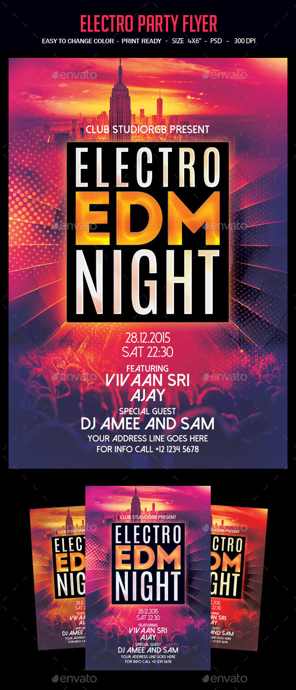 Electro Party Flyer - Clubs & Parties Events