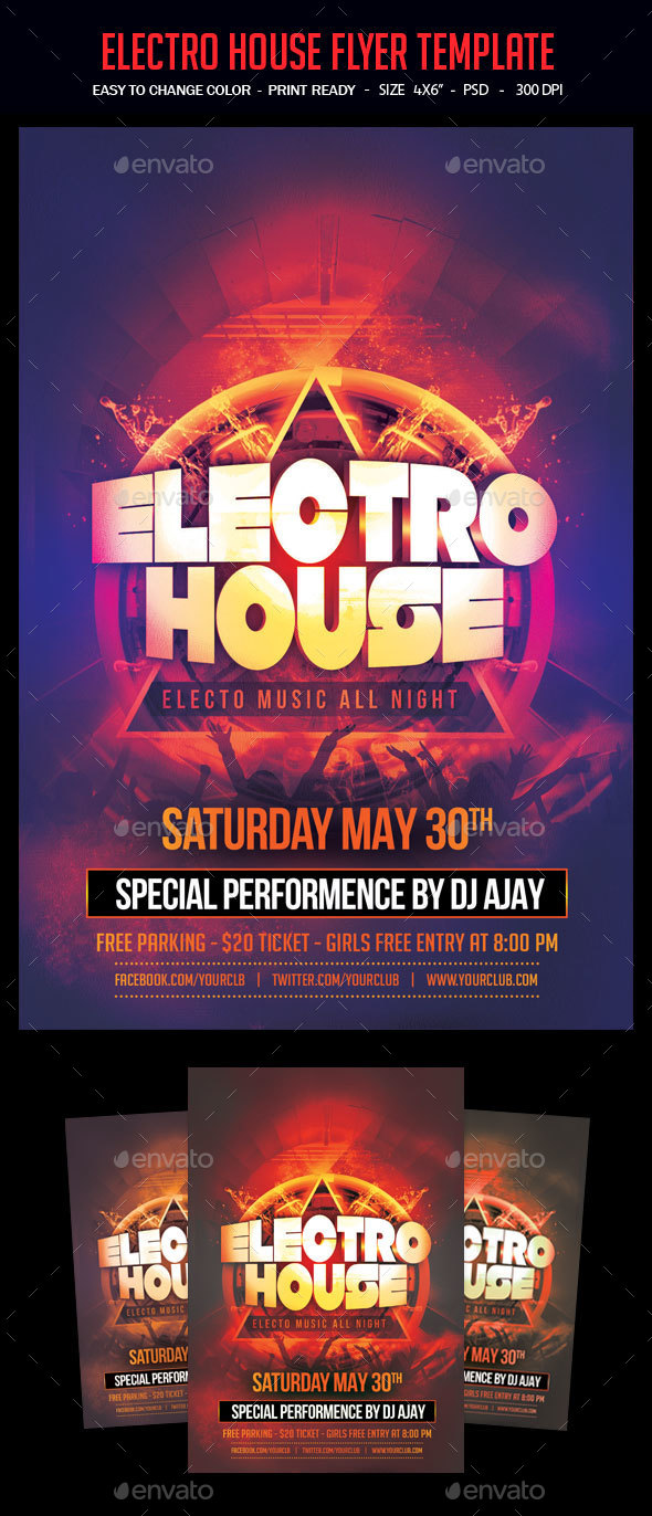 Electro House Flyer Template - Clubs & Parties Events