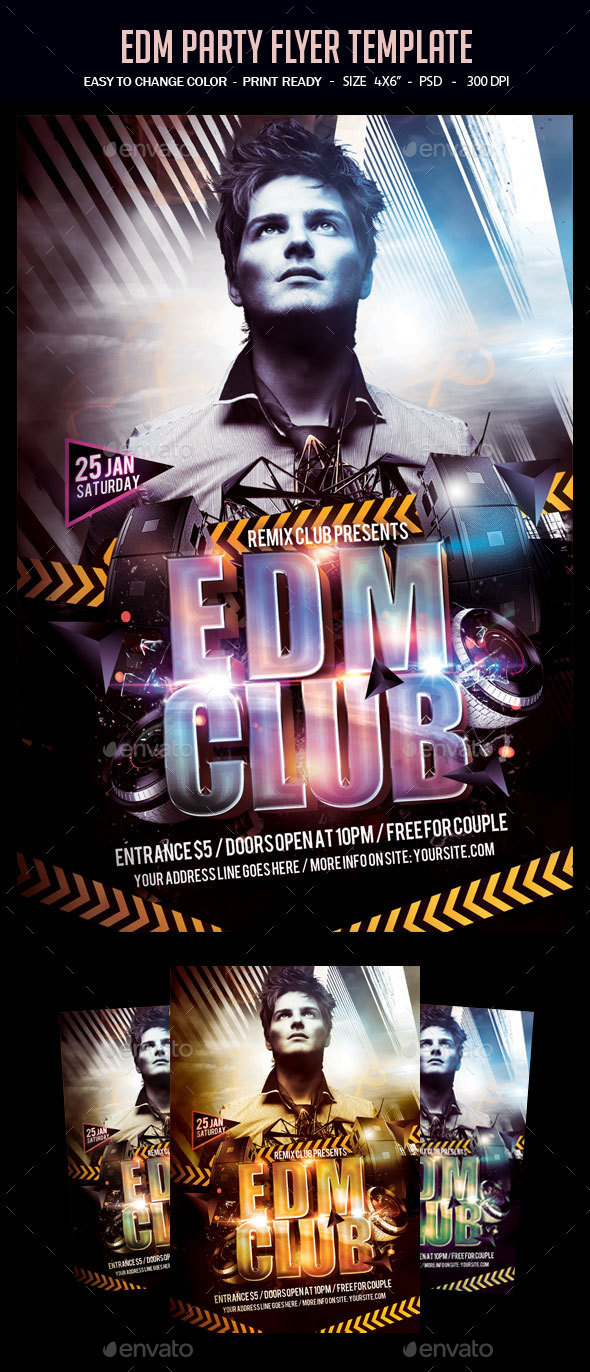 EDM Party Flyer Template - Clubs & Parties Events
