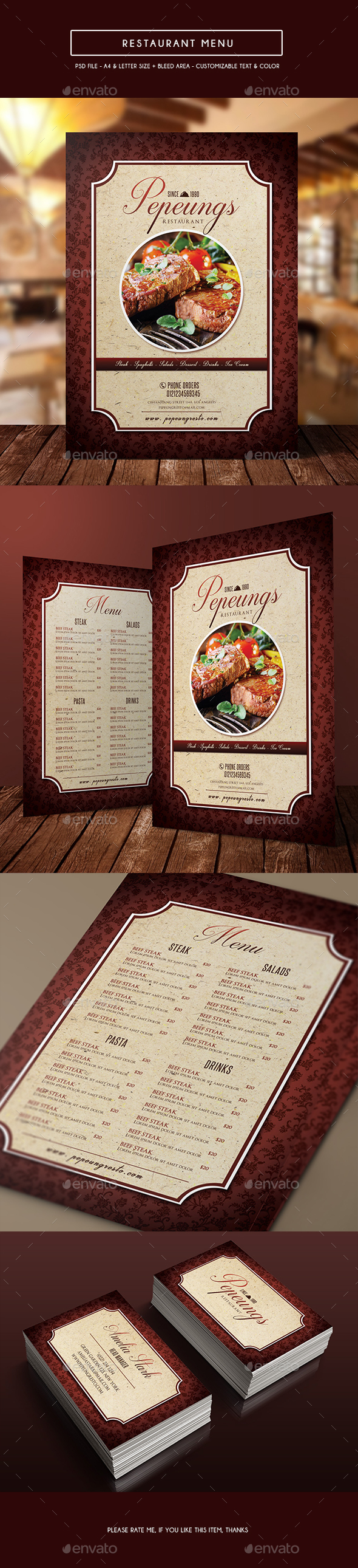 Elegant Restaurant Menu - Food Menus Print Templates